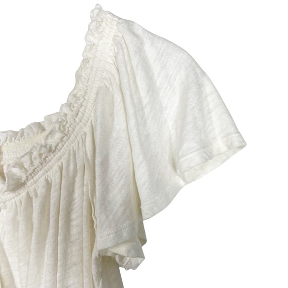 WE THE FREE Hummingbird Tee Linen Cotton Ivory Peasant Style Blouse Size Small - Picture 4 of 9